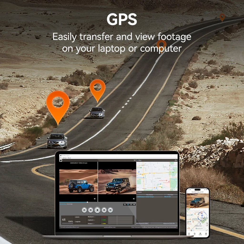 Dash Cam, Dashcam 4K in Wifi& GPS, 12'' 4K+1080P Rear View Mirror Dash Cameras with Super Night Vision, See the License Plate Clearly, Free 64GB Card