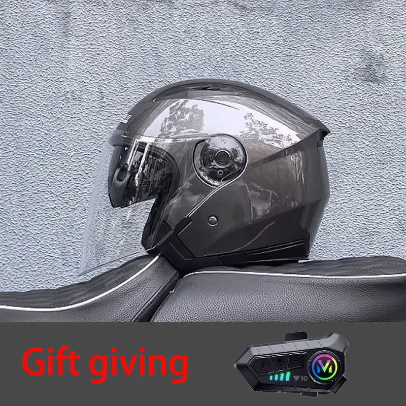 High Quality Motorcycle Helmet, Pedal, Motorcycle Half Cover Helmet, Cascos Para Motos, Paired with Bluetooth Earphones