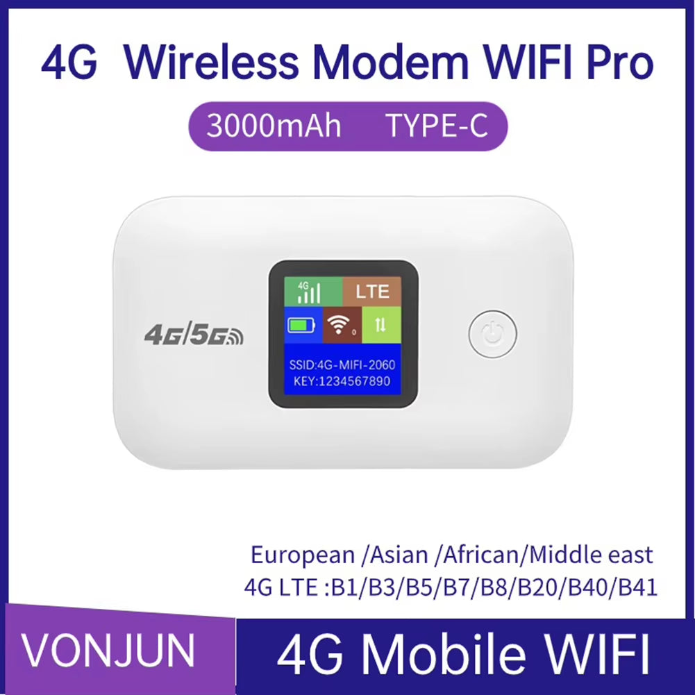 2025 4G Mobile WIFI Router 150Mbps 4G LTE Mobile Wifi Hotspot 2500Mah Portable Wireless Router with Sim Card Slot for Car Users