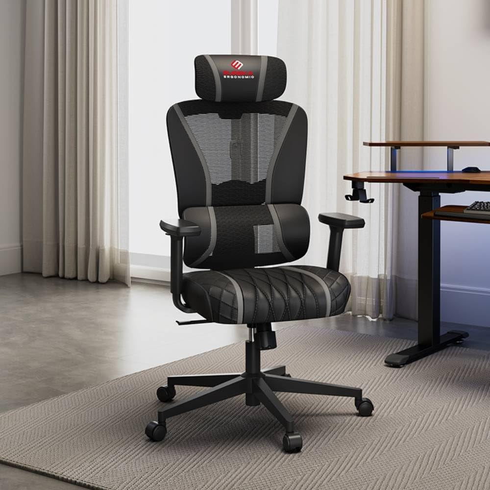 Gaming Chair,Mesh Home Office Desk Chairs,Dual Back Adaptive Lumbar Support, Adjustable 3D Armrest 2D Headrest, Breathable Comfortable PC Computer Sillas Gamer Reclining Chair（Grey）