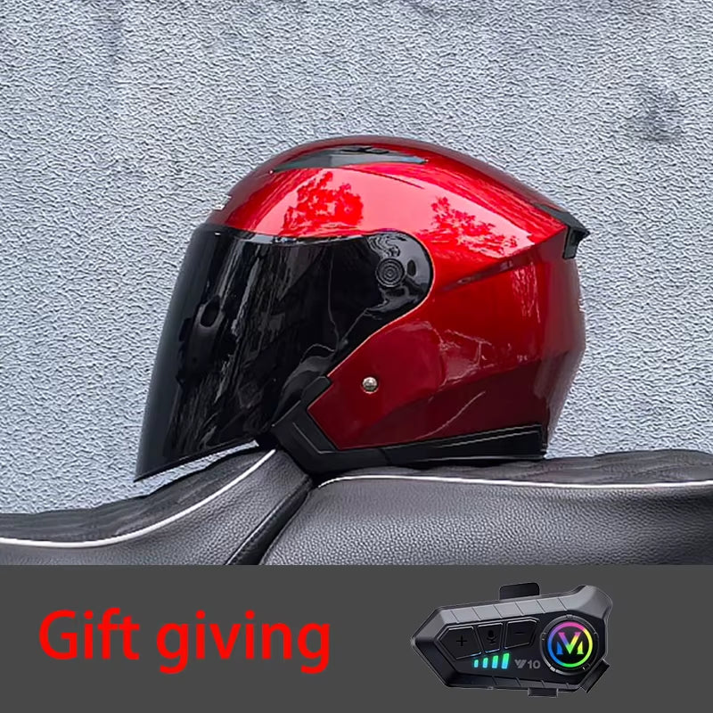 High Quality Motorcycle Helmet, Pedal, Motorcycle Half Cover Helmet, Cascos Para Motos, Paired with Bluetooth Earphones
