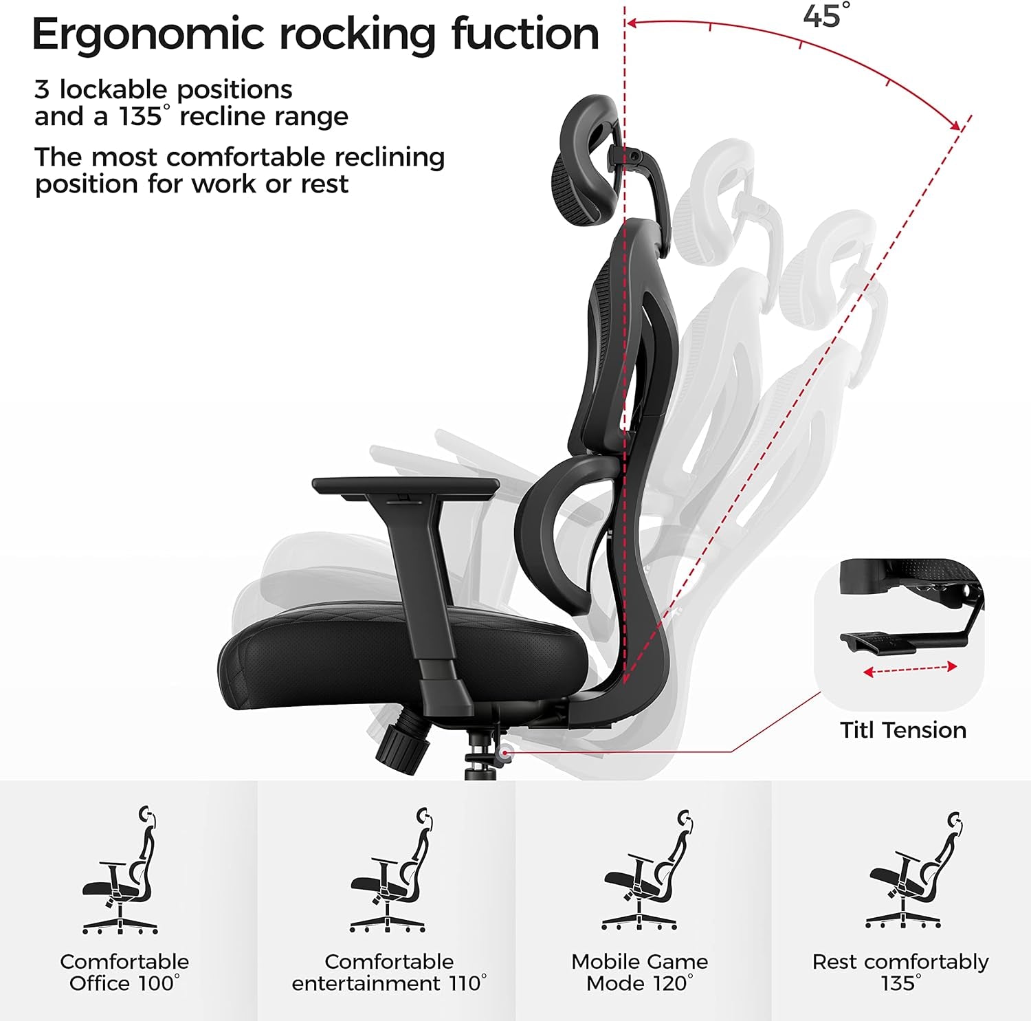 Gaming Chair,Mesh Home Office Desk Chairs,Dual Back Adaptive Lumbar Support, Adjustable 3D Armrest 2D Headrest, Breathable Comfortable PC Computer Sillas Gamer Reclining Chair（Grey）