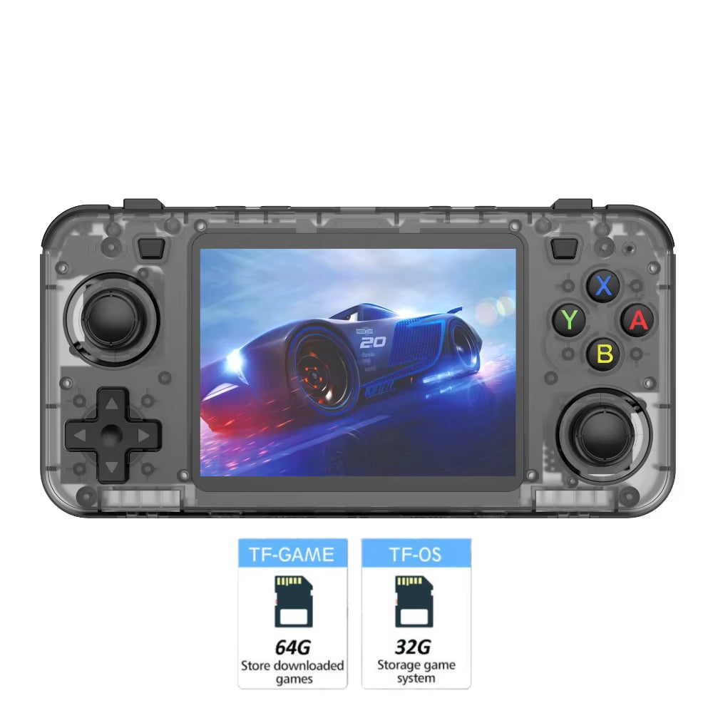 New R36H Retro Handheld Game Console Consolas R36S Horizontal Open Source Portable Pocket Video Player 64GB 3.5 Inch