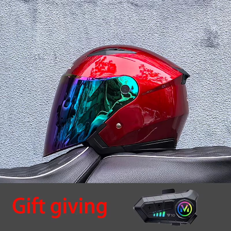 High Quality Motorcycle Helmet, Pedal, Motorcycle Half Cover Helmet, Cascos Para Motos, Paired with Bluetooth Earphones