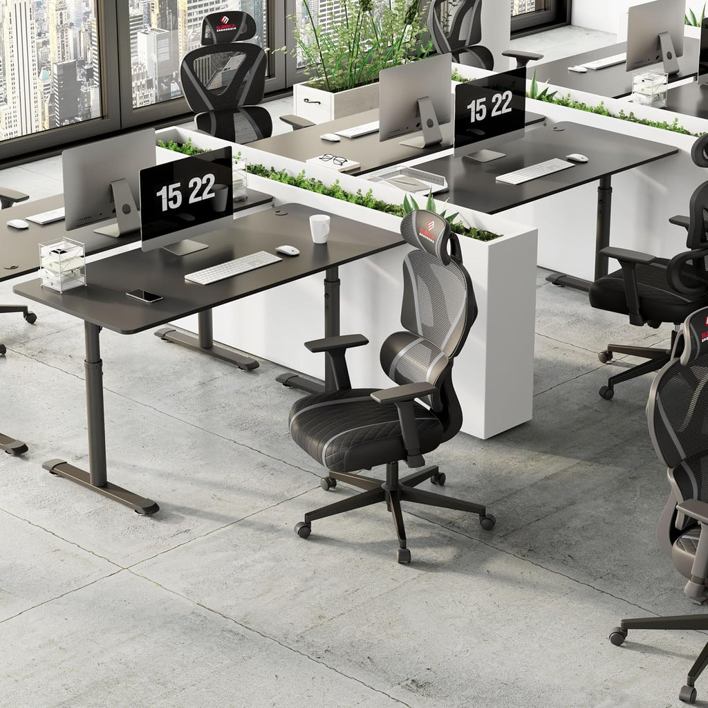 Gaming Chair,Mesh Home Office Desk Chairs,Dual Back Adaptive Lumbar Support, Adjustable 3D Armrest 2D Headrest, Breathable Comfortable PC Computer Sillas Gamer Reclining Chair（Grey）